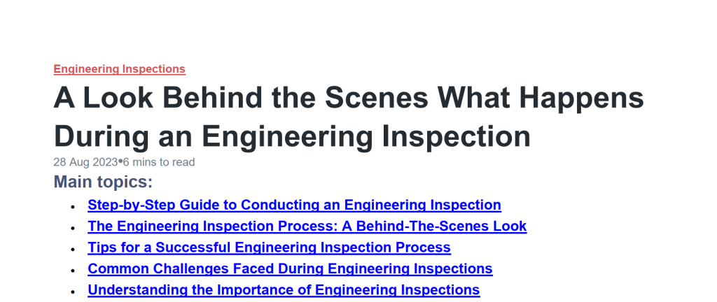 A Look Behind the Scenes What Happens During an Engineering Inspection
